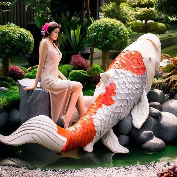 Koi fish sculptures