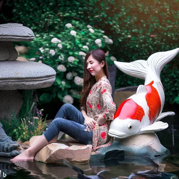 Koi fish sculptures