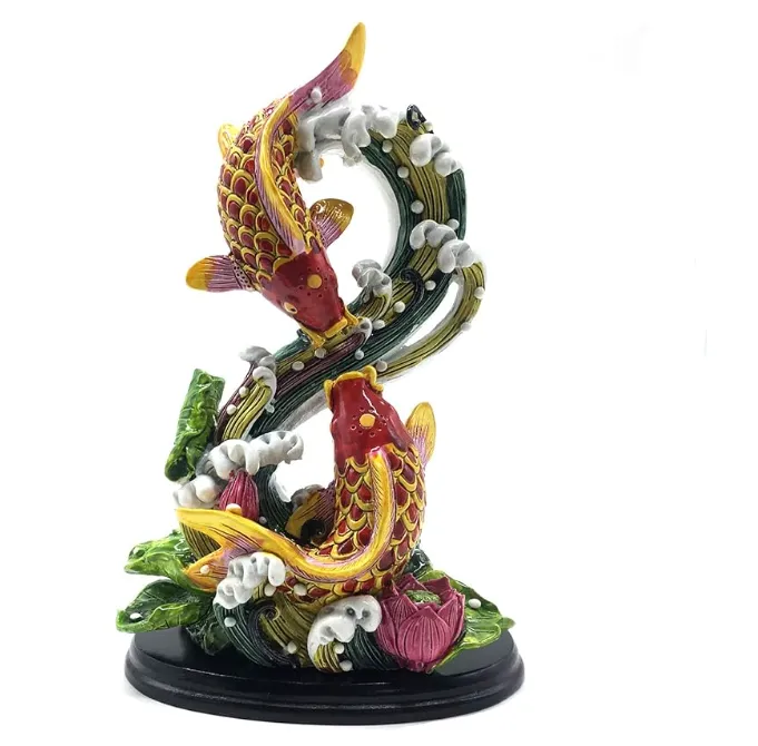 How Many Koi Fish is Lucky? FUNSXBUG Chinese Feng Shui Fish Statue Feng Shui Decor Home Office Decoration Tabletop Decor Ornaments Good Lucky Gifts