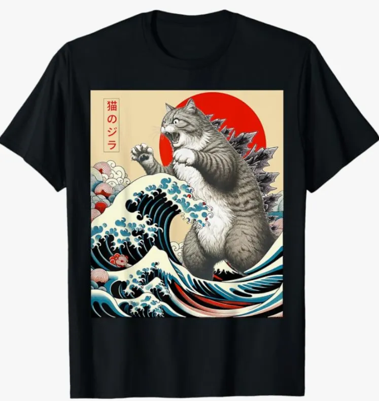 koi fish tee Catzilla Cat Japanese Art Funny Cat Gifts For Men Women Kid T-Shirt