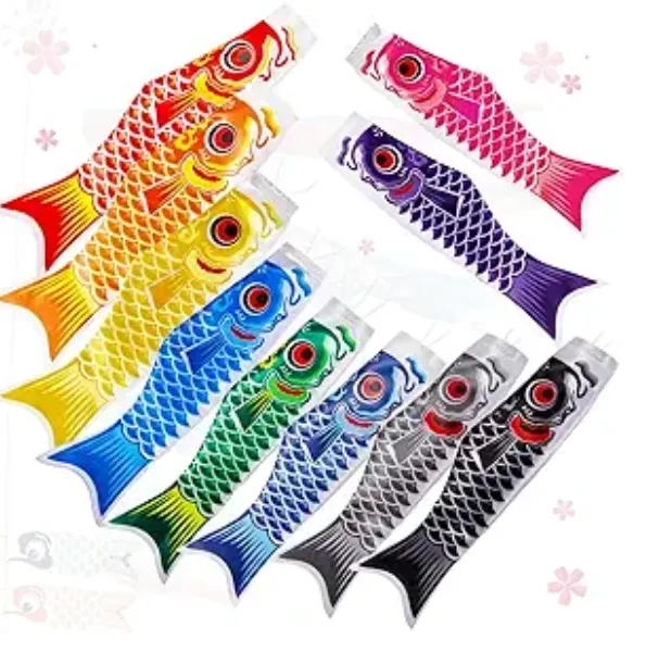 Koi Fish Flags Boao 10 Pcs Japanese Carp Windsock Fish Flag Kite 15.7 Inch Japanese Hanging Windsocks for Garden Backyard Home Outdoor Sushi Bar Restaurant Decoration (Classic)