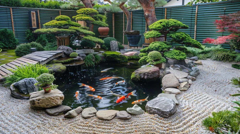 japanese zen garden koi pond design 