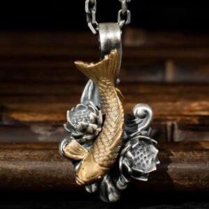 Silver Koi Dragon Gate Pendant