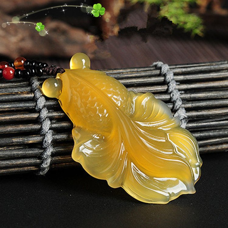 Lucky Goldfish Jade Pendant Necklace — Yellow Agate Chalcedony Good Luck Charm for Wealth & Abundance 6 Lucky Goldfish Jade Pendant Necklace — Yellow Agate Chalcedony Good Luck Charm for Wealth & Abundance - Image 6
