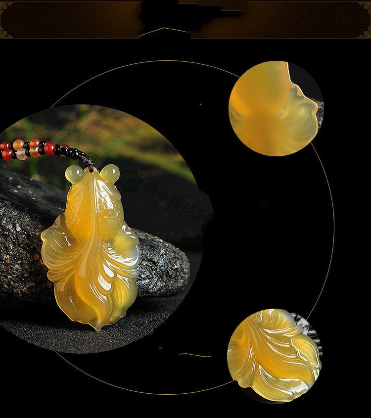 Lucky Goldfish Jade Pendant Necklace — Yellow Agate Chalcedony Good Luck Charm for Wealth & Abundance 3 Lucky Goldfish Jade Pendant Necklace — Yellow Agate Chalcedony Good Luck Charm for Wealth & Abundance - Image 3