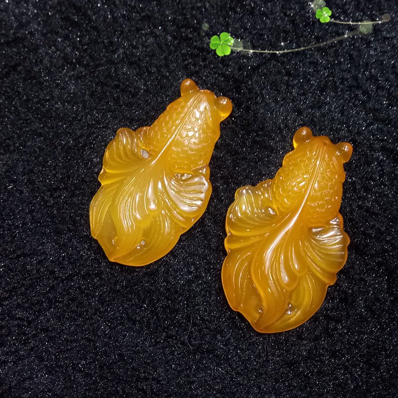 Lucky Goldfish Jade Pendant Necklace — Yellow Agate Chalcedony Good Luck Charm for Wealth & Abundance 2 Lucky Goldfish Jade Pendant Necklace — Yellow Agate Chalcedony Good Luck Charm for Wealth & Abundance - Image 2