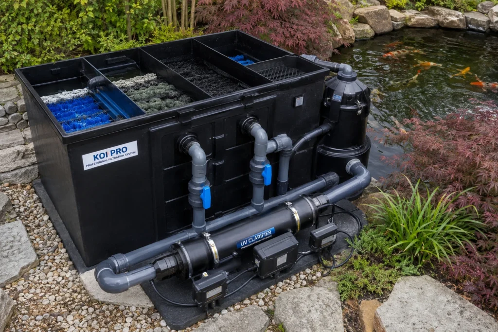 koi pond filter setup sizing guide