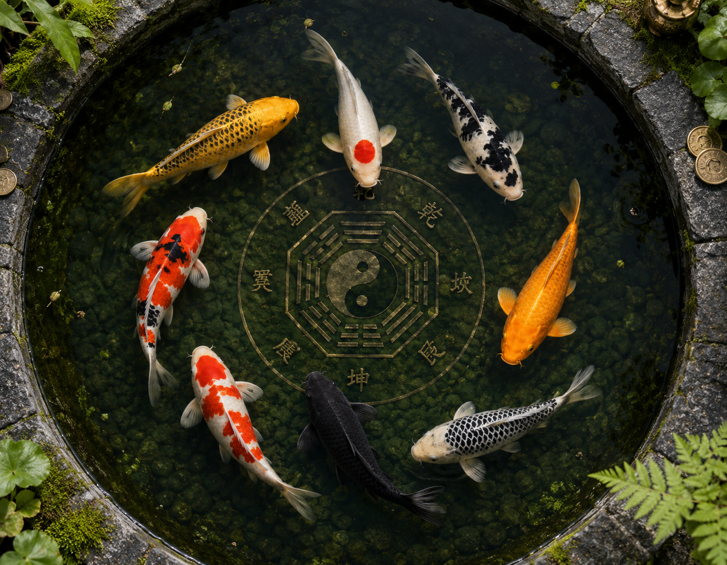 9 koi fish feng shui meaning 8 gold 1 black lucky pond arrangement