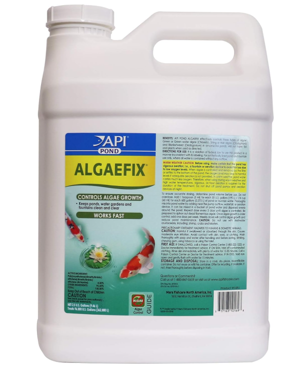 API Pond AlgaeFix 2.5 gallon — controls string algae, blanket weed, and green water in koi ponds