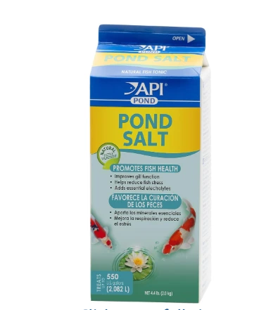 API Pond Salt 4.4-pound container — natural evaporated sea salt for koi pond health and disease recovery