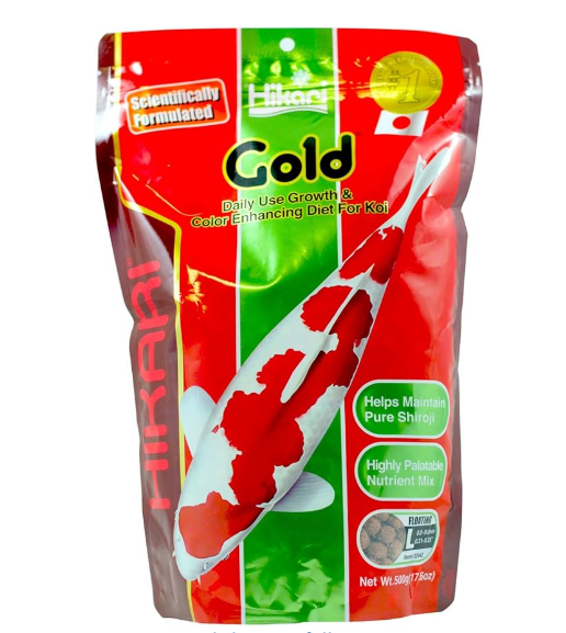 Hikari Koi Gold floating koi food pellets bag — high-protein color-enhancing formula with astaxanthin for koi
