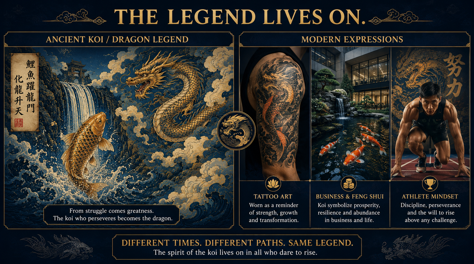 koi dragon legend modern culture tattoo business sports personal transformation