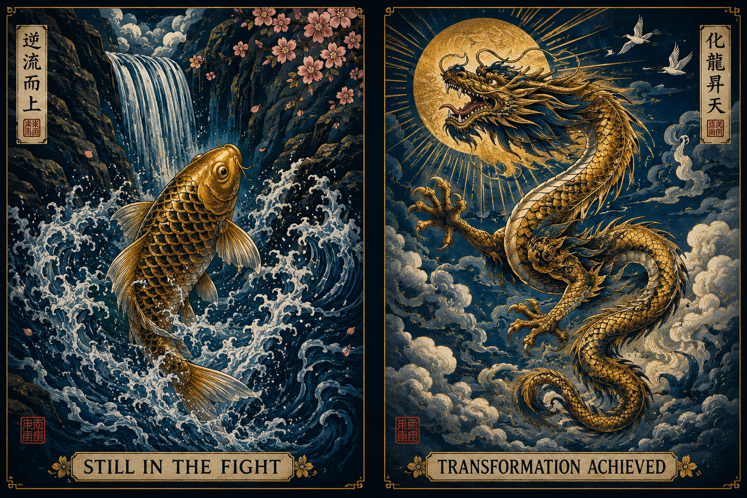 koi dragon tattoo meaning koi swimming upstream dragon flying transformation irezumi
