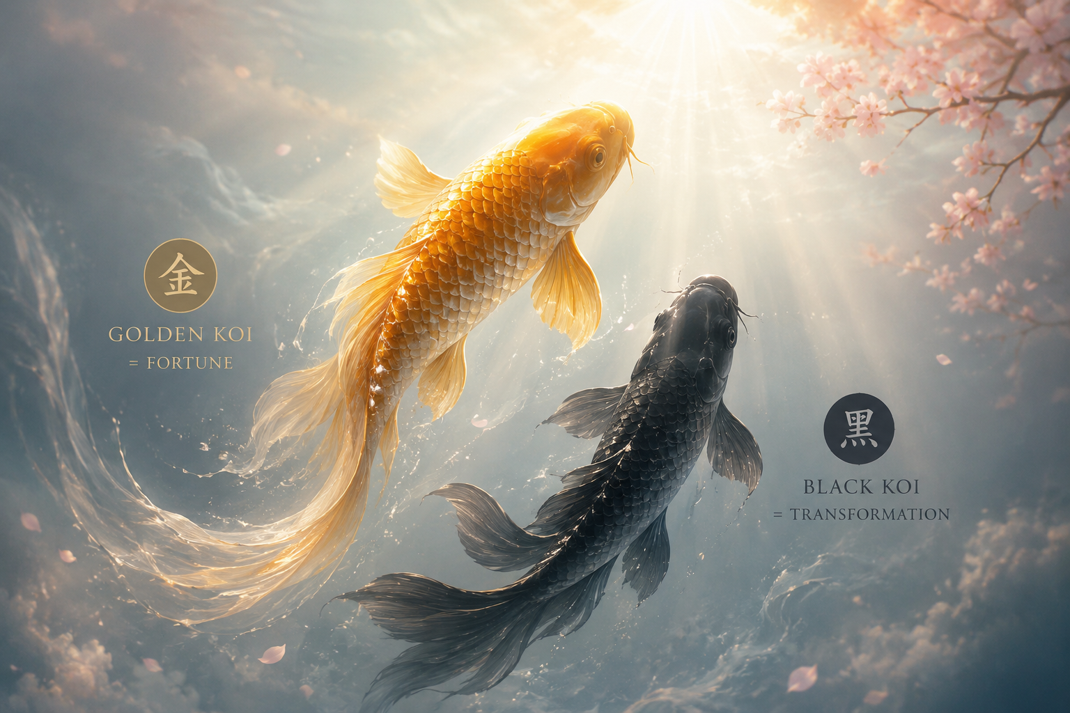 koi fish dream meaning spiritual symbolism gold black koi swimming upward