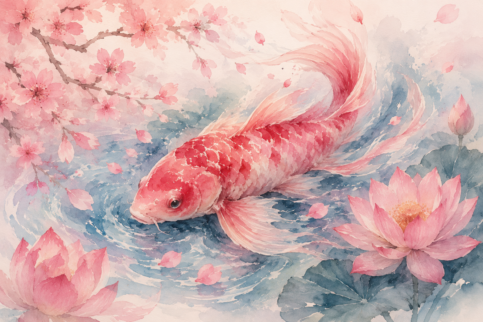 Koi fish tattoo designs for females showing watercolor koi, fine line koi, pink and red koi tattoos in feminine styles on forearm and thigh