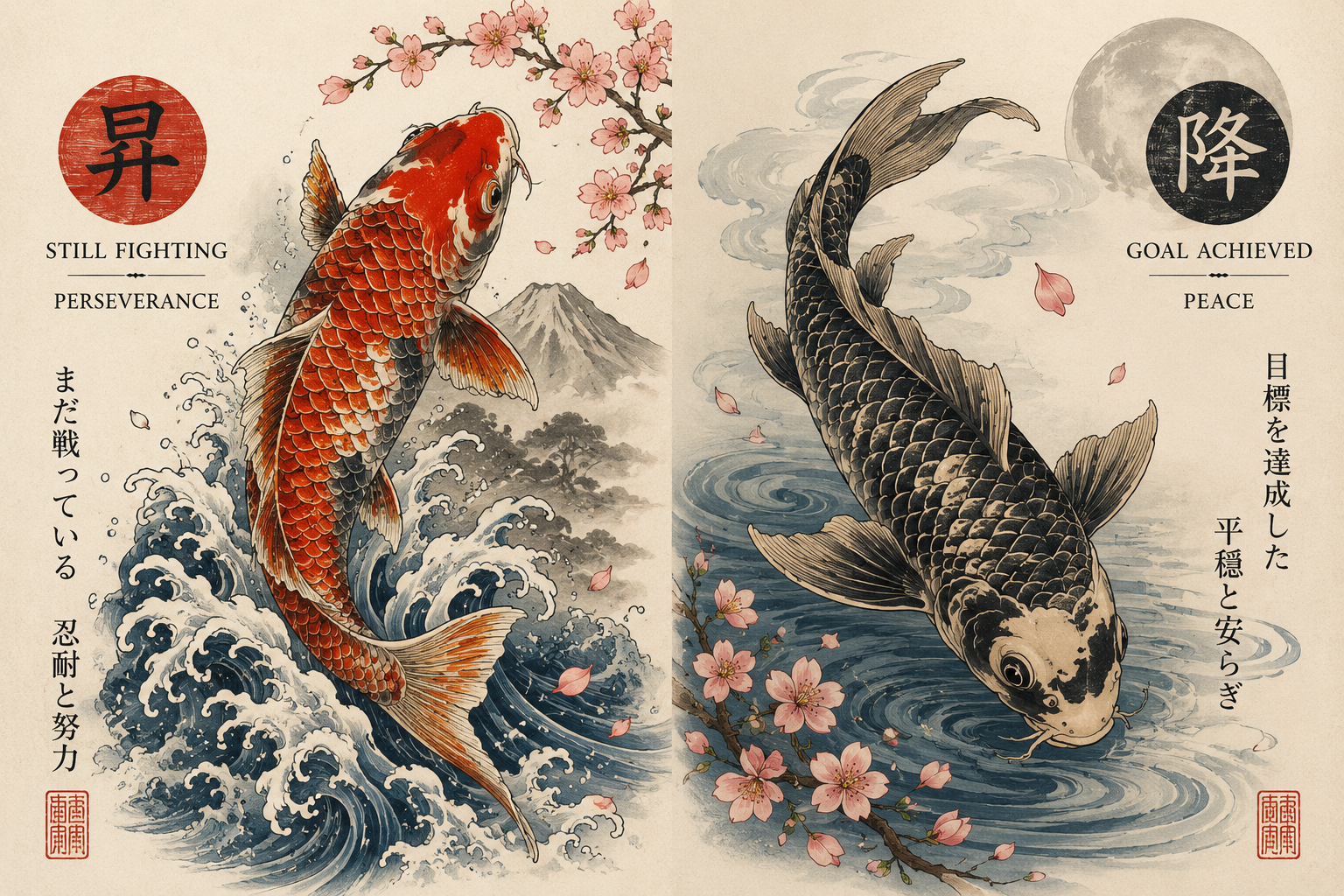 koi fish tattoo meaning swimming upstream downstream direction symbolism irezumi