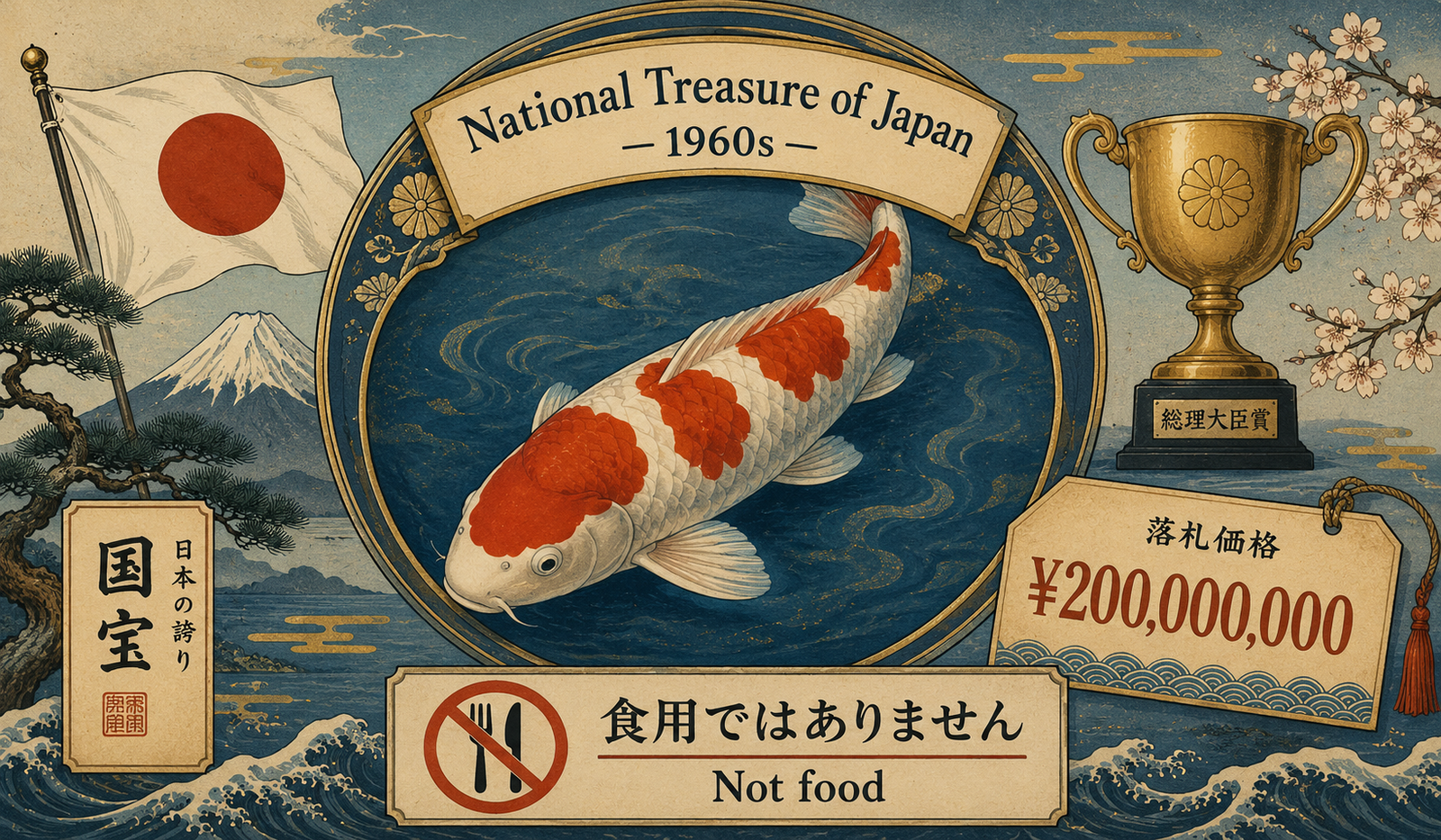Nishikigoi koi fish as Japanese national treasure — why ornamental koi are never eaten in Japan