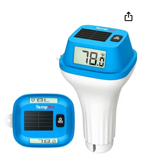 TempPro solar floating pool thermometer with digital display — IPX8 waterproof accurate to 0.9°F for koi ponds