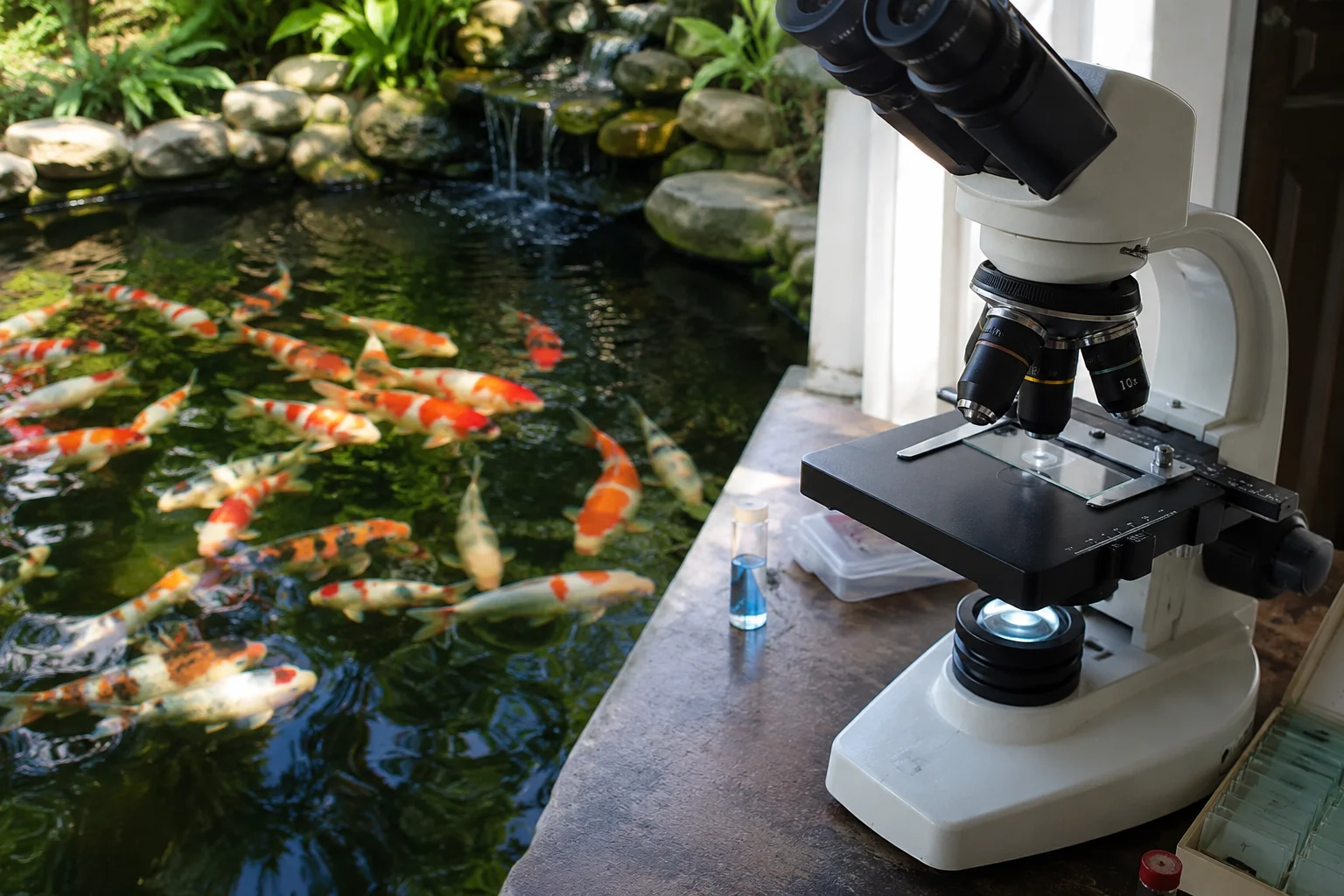 Koi flukes gill and skin fluke identification under microscope