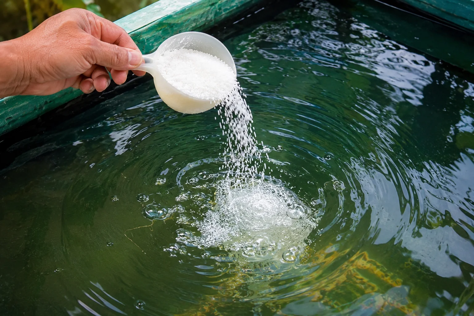 Adding non-iodized pond salt to a koi quarantine tank