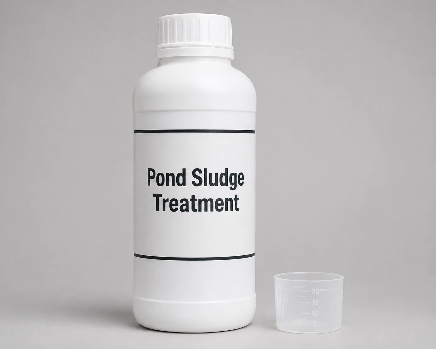 Bottle of bacterial sludge remover treatment for koi ponds