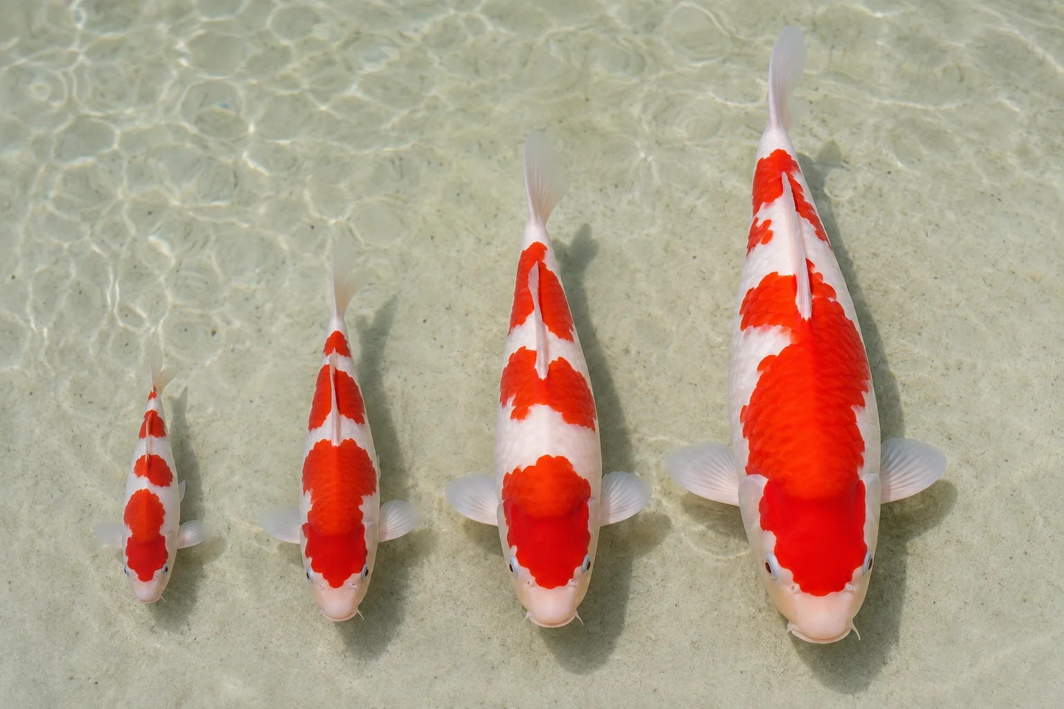Koi Fish Weight & Growth Calculator: Free Tool + Growth Guide 10 Size comparison of koi fish from Tosai to mature adult growth stages