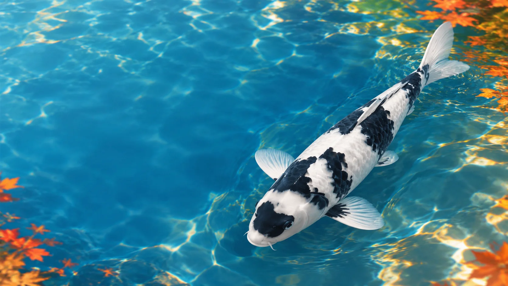 shiro utsuri koi 1 shiro utsuri koi hero image black and white pond