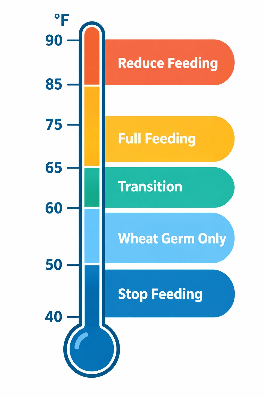 koi feeding temperature threshold chart