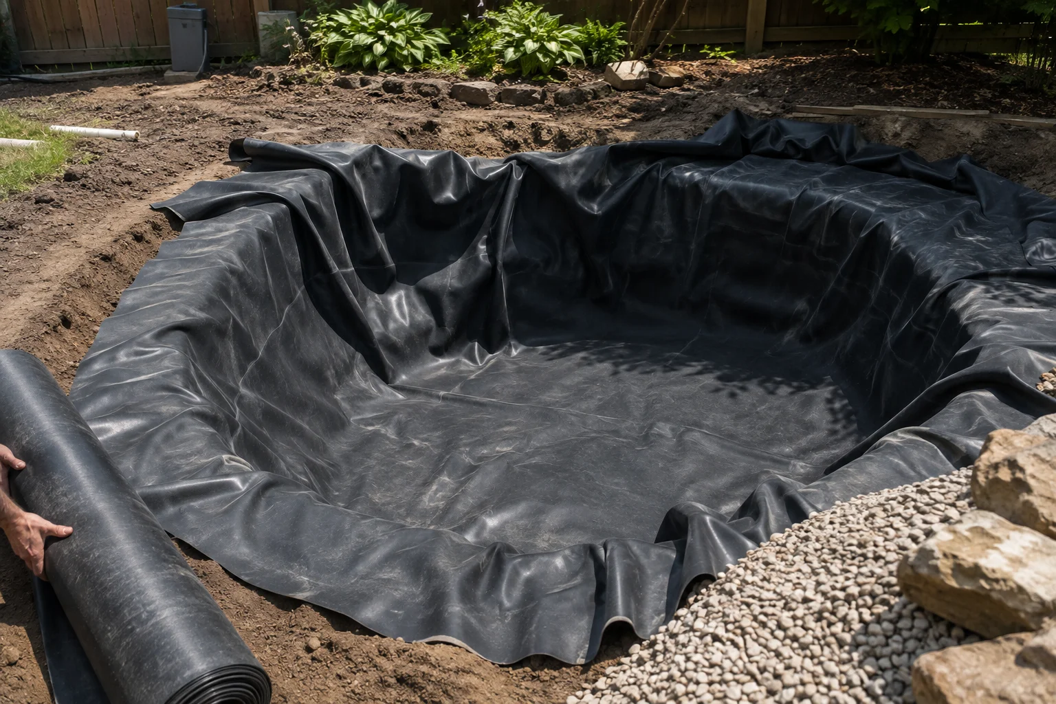 koi pond excavation and liner installation