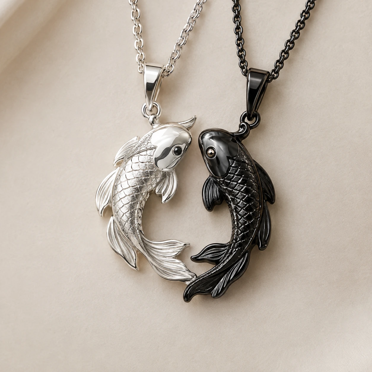 Two koi fish necklace, couple jewelry
